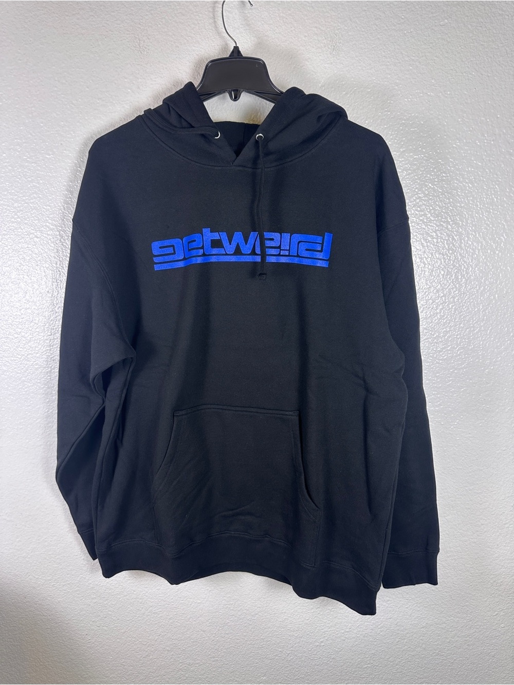 getweird Black Pullover Hooded Graphic Logo Pockets Hoodie Men's Regular 2XL